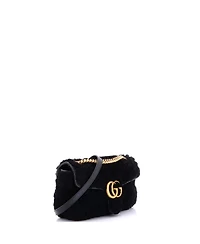 Pre-Owned Gucci Small Gg Marmont Flap Bag Matelasse Shearling