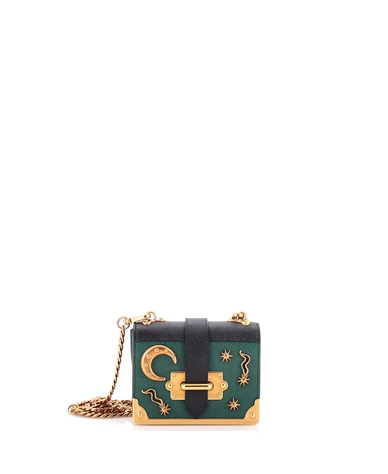 Pre-Owned Prada Micro Cahier Crossbody Bag Embellished Leather