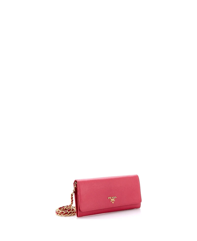 Pre-Owned Prada Wallet on Chain Saffiano Leather