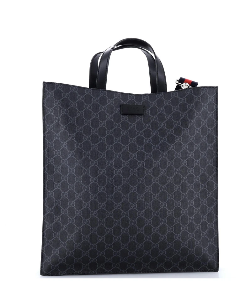Pre-Owned Gucci Tall Convertible Soft Open Tote Gg Coated Canvas