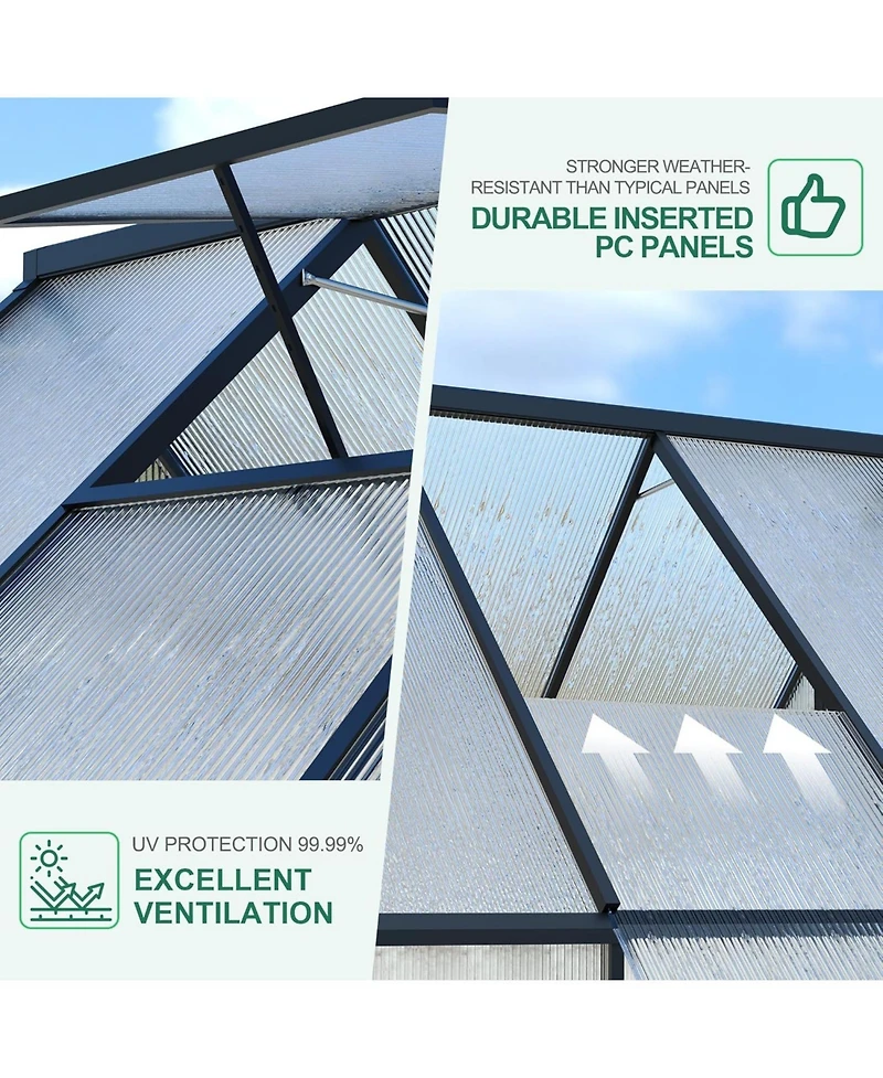 gaomon 8x10 Aluminum-Framed Polycarbonate Heavy Duty with Quick Setup Structure and Roof Vent