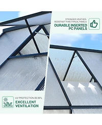 gaomon 8x10 Aluminum-Framed Polycarbonate Heavy Duty with Quick Setup Structure and Roof Vent