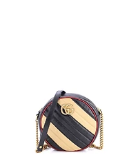 Pre-Owned Gucci Mini Gg Marmont Round Shoulder Bag Diagonal Quilted Leather