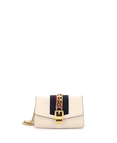 Pre-Owned Gucci Super Mini Sylvie Chain Shoulder Bag Leather