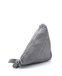 Pre-Owned Prada Large Triangle Logo Zip Messenger Leather