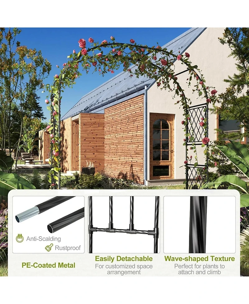 gaomon 90.5" Garden Arbor, with Planter Boxes, Metal Arch Trellis for Climbing Plants