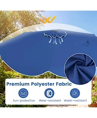 Sugift 10 ft Scalloped Solar Patio Umbrella with 24 Led Lights and Tilt Crank