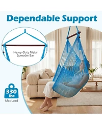 Sugift Caribbean Hammock Chair with Metal Spreader Bar and Soft Spun Rope Seat