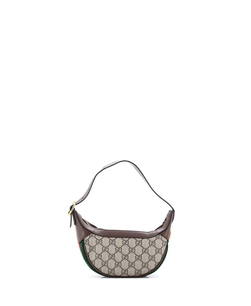 Pre-Owned Gucci Mini Ophidia Half Moon Bag Gg Coated Canvas