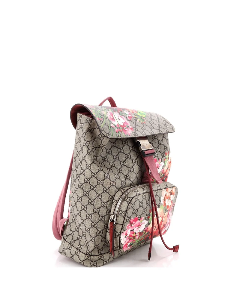 Pre-Owned Gucci Medium Buckle Backpack Blooms Print Gg Coated Canvas