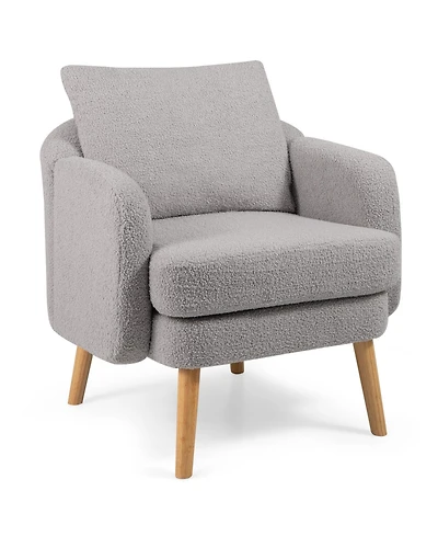Sugift Sherpa Accent Chair Modern Living Room Chair with Seat Cushion