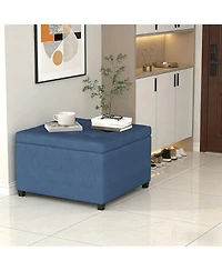 Clihome Round Storage Ottoman Bench Entryway Sofa Bench with Lift-Top Storage