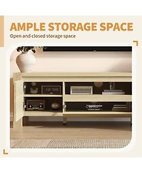 homfan 55" Farmhouse Tv Stand with Doors - Entertainment Center for TVs Up to 60", Handleless Doors, Adjustable Shelves and Cable Management