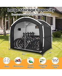 Sugift Outdoor Bike Storage Shed Tent with PU4000MM Waterproof Oxford Fabric for 5 Bikes