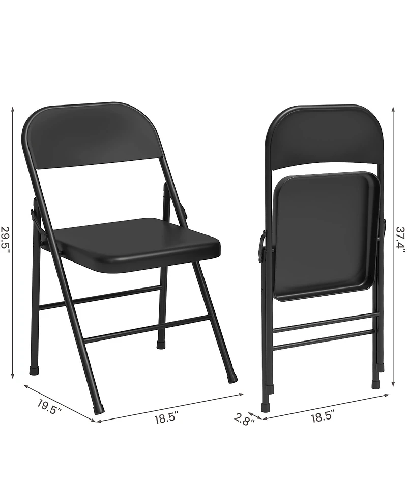 homfan Set of 4 Folding Chairs with Padded Cushion – Steel Frame, Foldable and Stackable for Indoor Outdoor Home Office Wedding Events