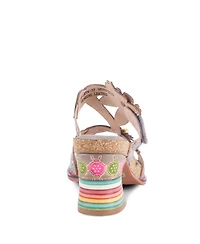 L'Artiste Women's Rossie Slide Sandal with Hand-Painted Leather