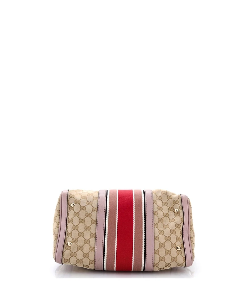 Pre-Owned Gucci Medium Vintage Web Boston Bag Gg Canvas