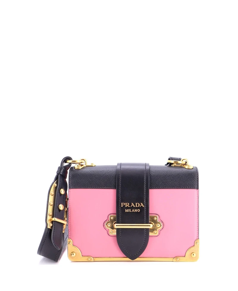 Pre-Owned Prada Small Cahier Crossbody Bag Leather and Saffiano Leather