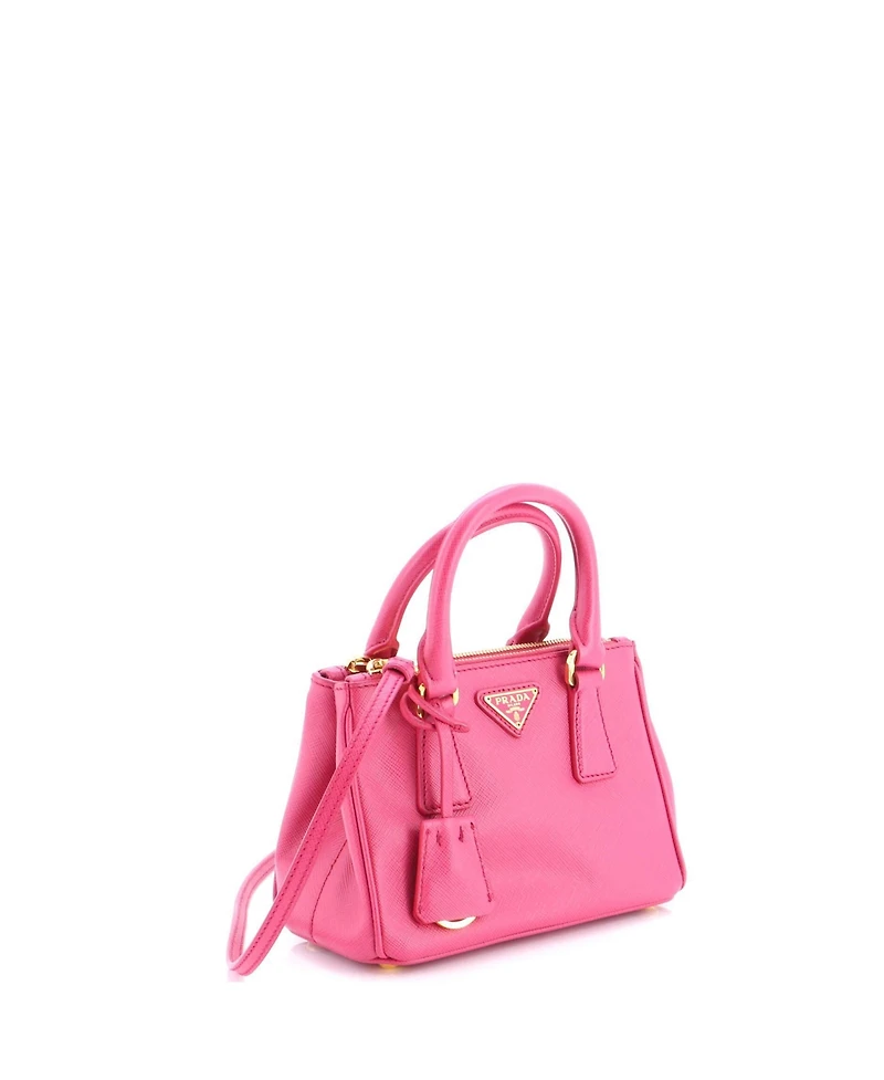 Pre-Owned Prada Mini Galleria Double Zip Tote Saffiano Leather