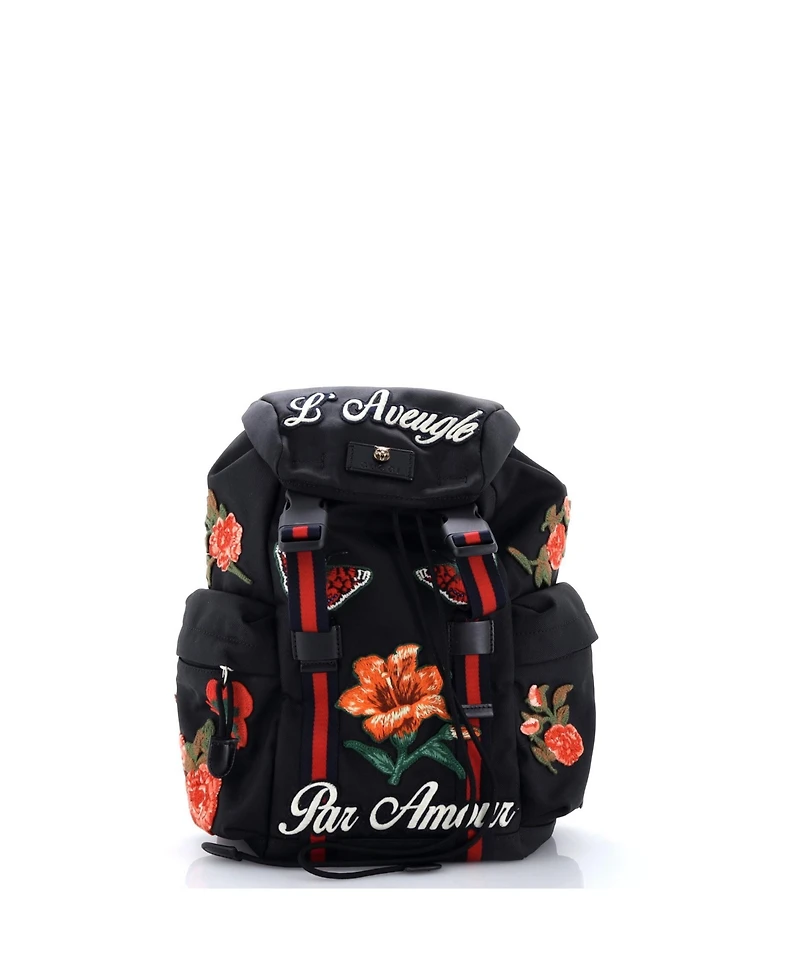 Pre-Owned Gucci Small Techpack Backpack Embroidered Techno Canvas