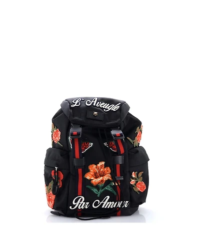 Pre-Owned Gucci Small Techpack Backpack Embroidered Techno Canvas