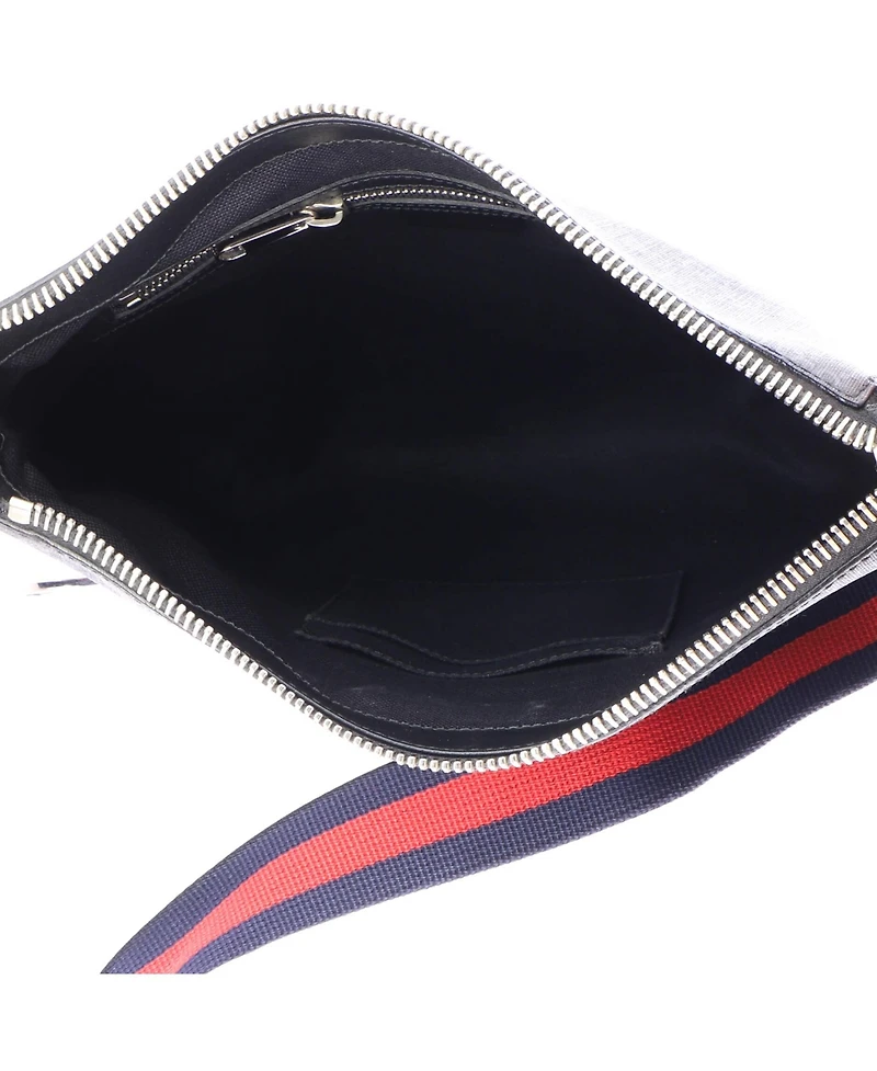 Pre-Owned Gucci Medium Web Strap Front Zip Messenger Bag Gg Coated Canvas