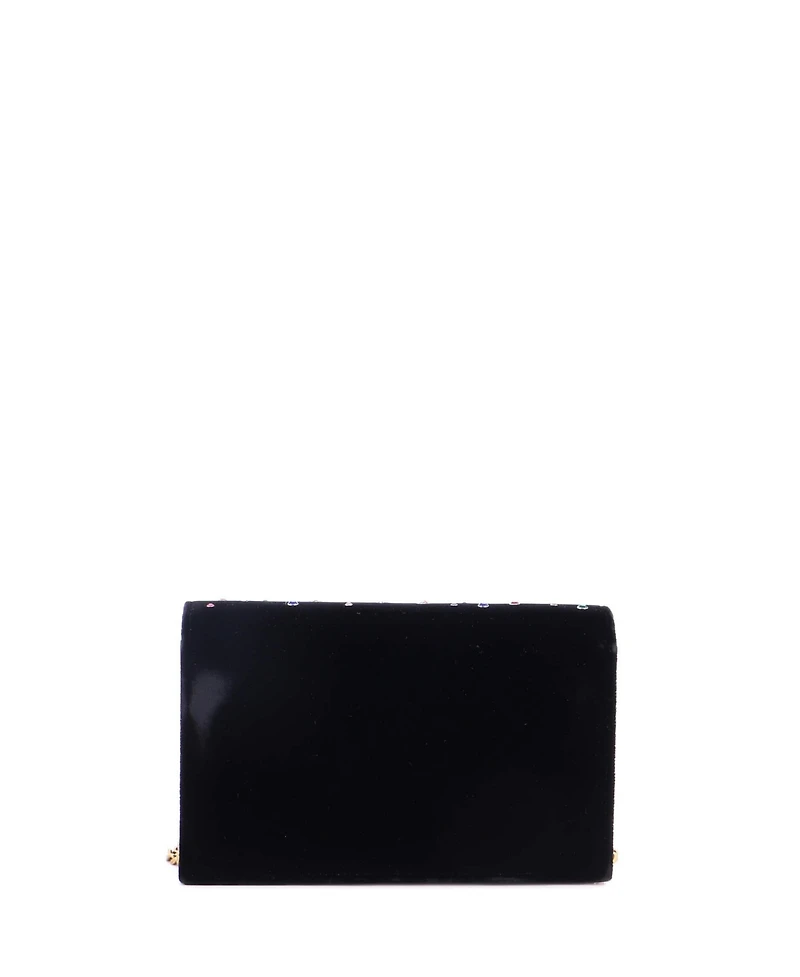 Pre-Owned Saint Laurent Classic Monogram Wallet on Chain Embellished Velvet
