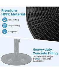 Sugift Concrete Patio Umbrella Base with Rattan Pattern for Parasol 1.5-1.9in Poles
