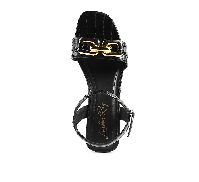 Icicle Clear Low Heel Metal Chain Sandals