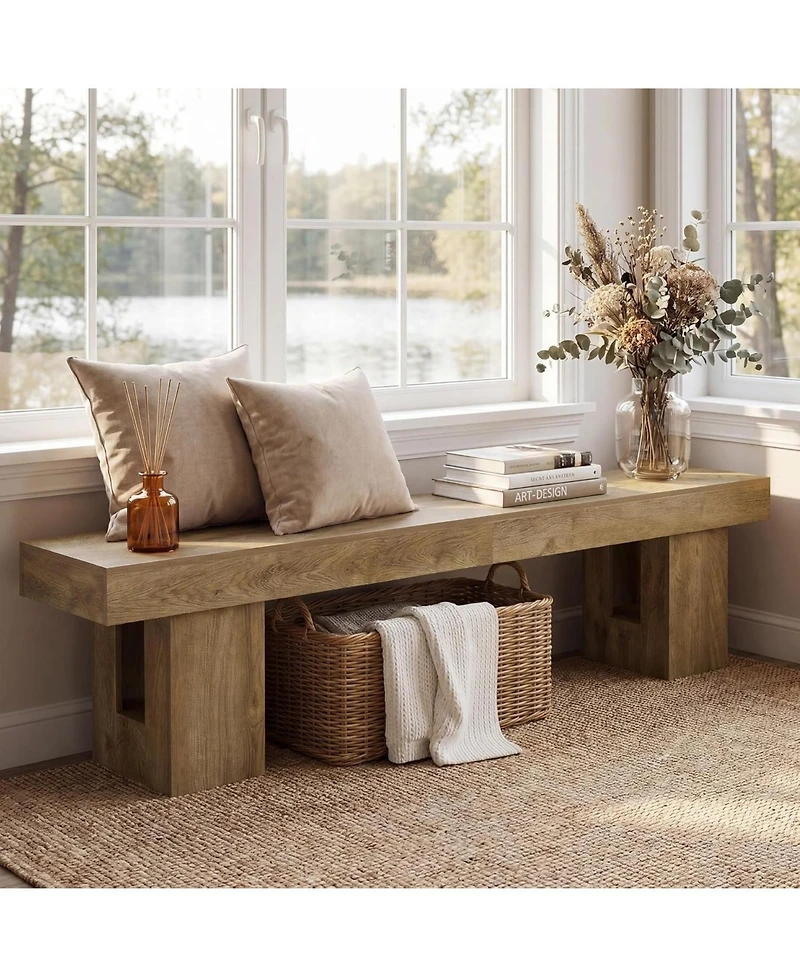 Tribesigns Entryway Bench, 83-Inch Shoe Bench with Sturdy Base, Modern Rustic Decorative Seat
