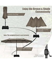 Sugift 15 Feet Double-Sided Patio Umbrella with Hand-Crank System