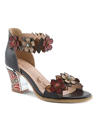 L'Artiste Women s Doublelove Floral Block Heel with Dressy Cushioned Comfort