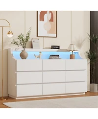 gaomon 9 Drawer Dresser for Bedroom, Handle-Free Storage Cabinet, Anti-Tipping, for Living Room and Entryway