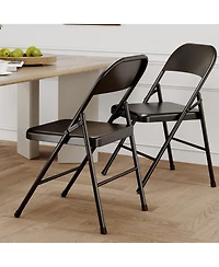 homfan Set of 8 Folding Chairs – Metal Chairs Hold Up to 350 Pounds, Foldable for Outdoor and Indoor Use