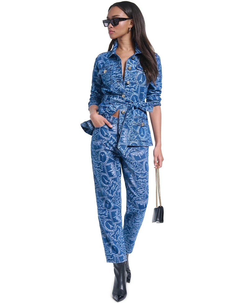 Karl Lagerfeld Paris Women's Printed Denim Pants