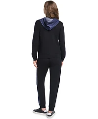 Karl Lagerfeld Paris Women's Zip-Up Denim-Contrast Hooded Jacket