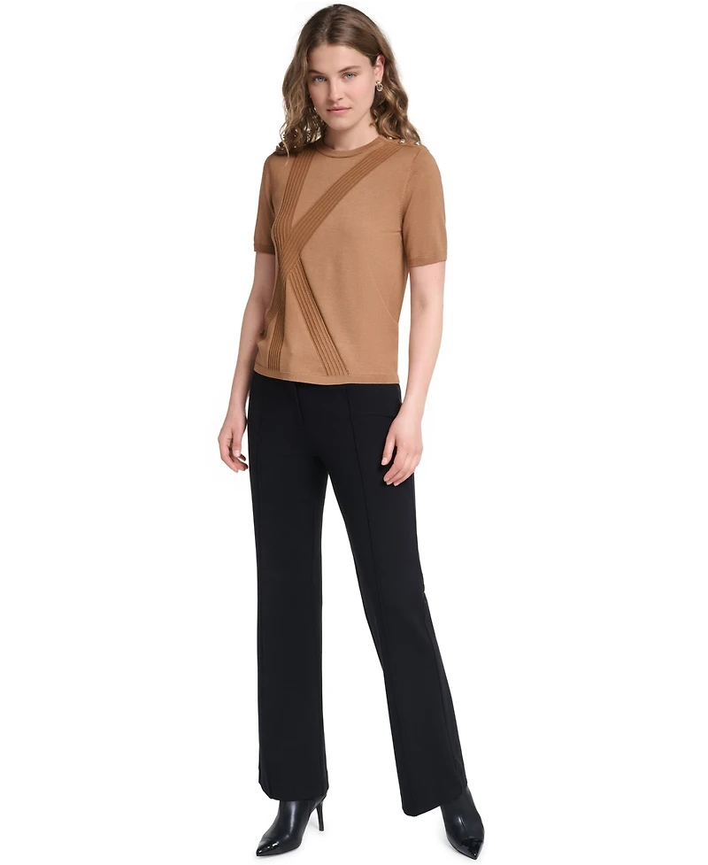 Karl Lagerfeld Paris Women's Crewneck Short-Sleeve Sweater