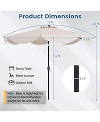 Sugift 10 feet Scalloped Solar Patio Umbrella with 24 Led Lights and Push Tilt