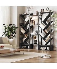 gaomon Triple 6 Tier Bookshelf, Large Bookcase Industrial Bookshelf with 24 Open Display Shelves, Industrial Tree Bookshelf