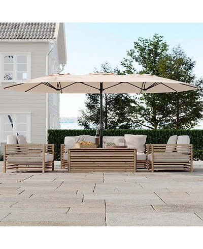 homfan Outdoor Patio Umbrella 15ft x 9ft, Manual Tilting Canopy for Garden or Table (Base Not Included)
