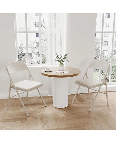 homfan Set of 2 Metal Folding Chairs – Stackable, 350 lb Weight Capacity, for Home Office Events