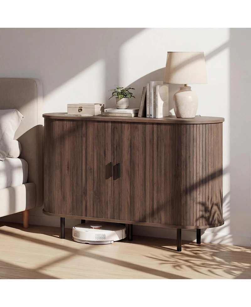 Costway 47" Fluted Sideboard Buffet Cabinet Coffee Bar Console Table with Metal Legs