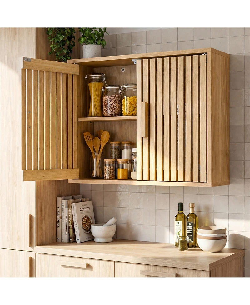Costway Bathroom Wall Cabinet, Wall Mounted Medicine Cabinet , Adjustable Shelves