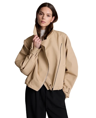Kenneth Cole Women's Cropped Funnel-Neck Windbreaker Jacket