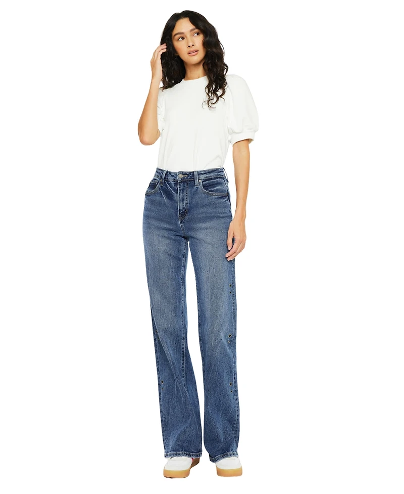 KanCan Women's Hailey High Rise 90's Flare Jeans