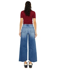 KanCan Women's Aliana High Rise Crop Wide-Leg Jeans