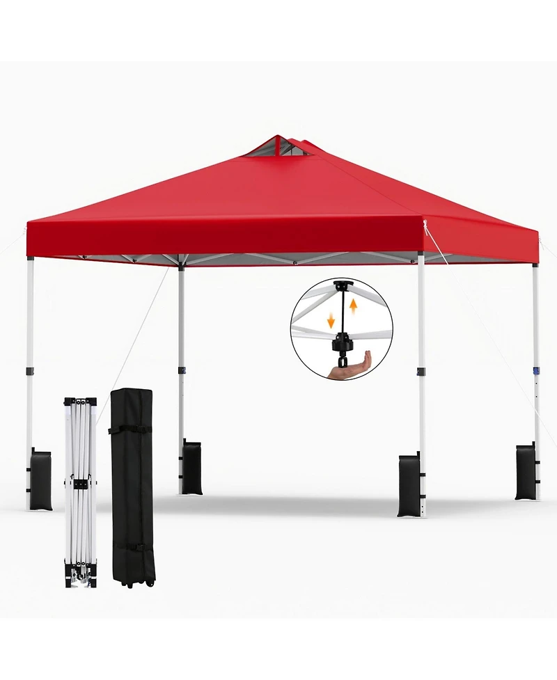 Sugift 10 x 10 ft Commercial Pop Up Canopy Tent with One Hand Center Lock UPF50