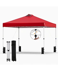 Sugift 10 x 10 ft Commercial Pop Up Canopy Tent with One Hand Center Lock UPF50