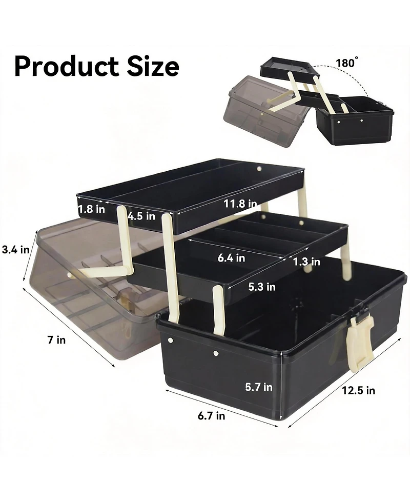 Xdovet 3-Tier Portable Plastic Craft Storage Box with Handle