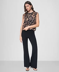 Dkny Women's Printed Crinkle Chiffon Sleeveless Top